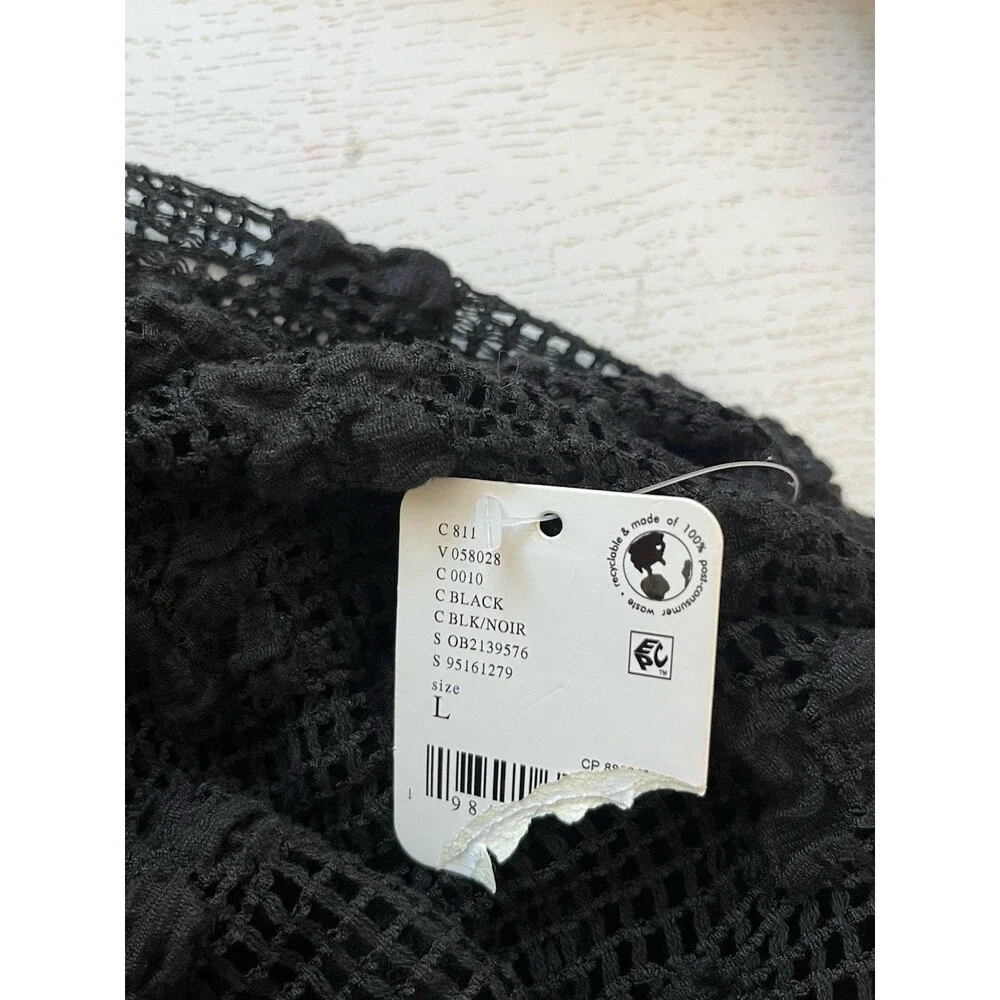 NEW Free People Grady Lace Crochet-Style Top, Black Whimsigoth Fairy Large Goth
